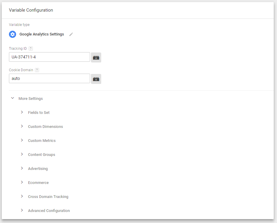 Google Analytics Settings în GTM