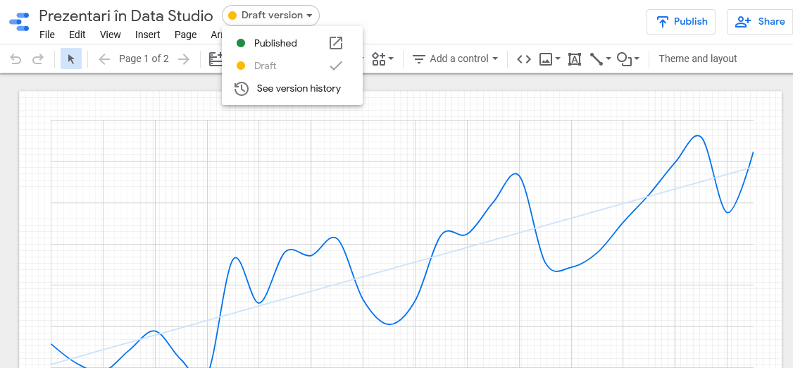 Publicarea și versionarea rapoartelor în Google Data Studio