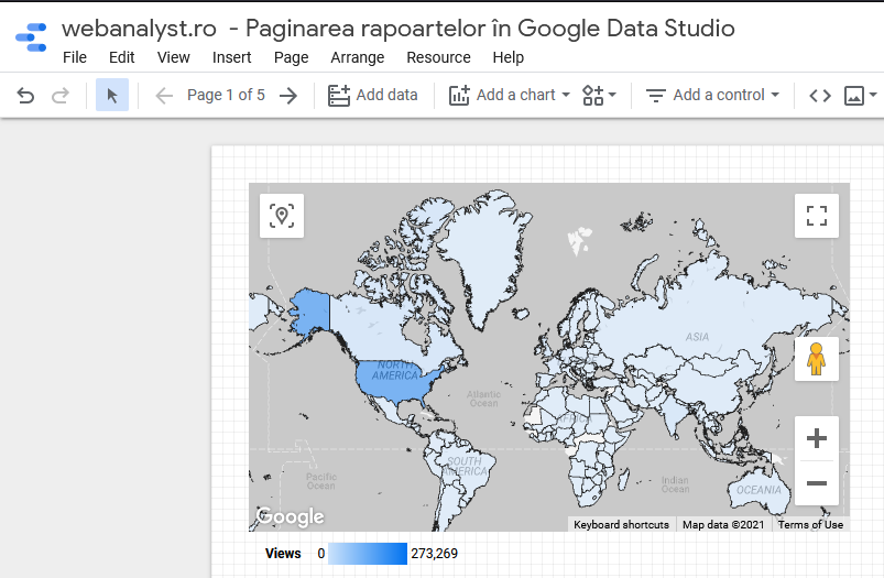 Paginarea în Google Data Studio