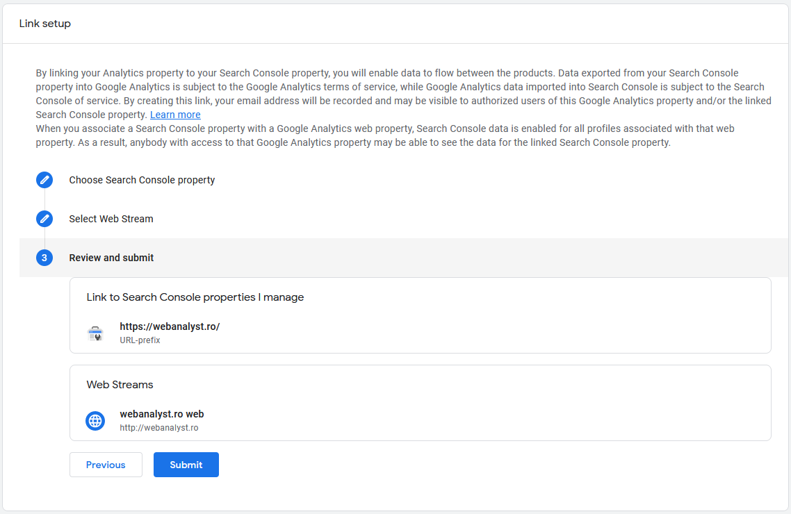 Search Console a fost integrat cu Google Analytics 4