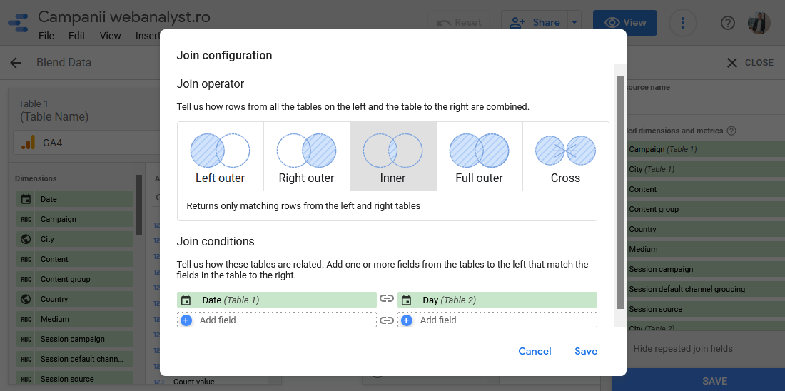 Google Data Studio primește Data Blending superior