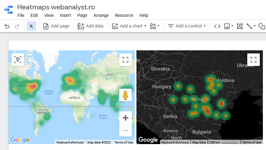Heatmaps în Google Data Studio