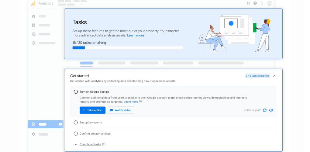 Tasks în Google Analytics